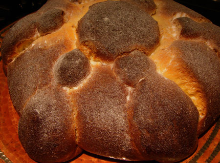 Pan de Muerto loaf closeup