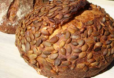 Pumpki-seed-encrusted sweet potato sourdough