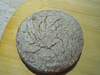 Finnish rye ready to bake, seam-side up