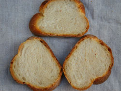 Potato bread slices with tight crumb