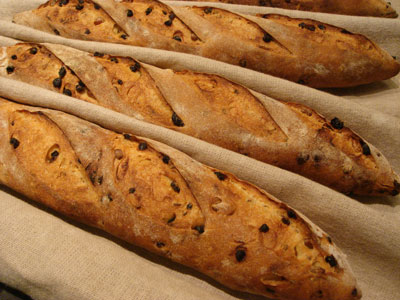 Semolina Bread with Fennel, Currants, and Pine Nuts - 3 baguettes