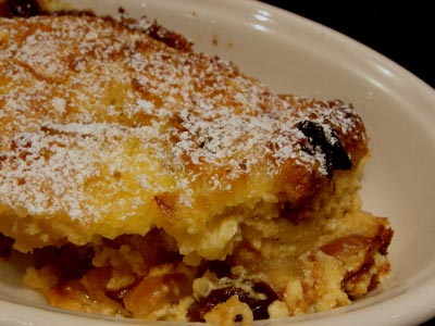Panettone bread pudding on plate