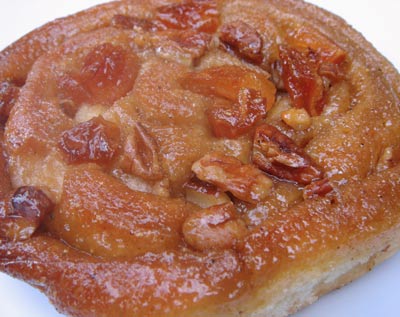 Cardamom-Pear-Pecan Sticky Bun closeup