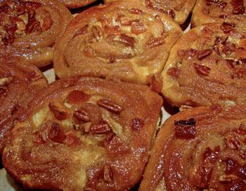 Cardamom-Pear-Pecan Sticky Buns