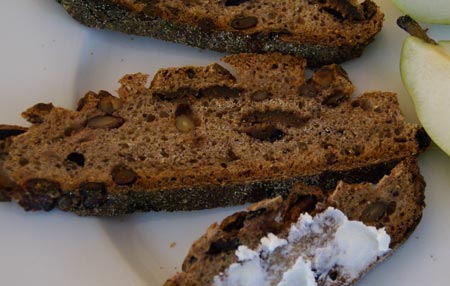 Slices of red wine bread