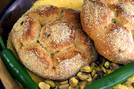 Spicy Polenta-Pistachio Flowers