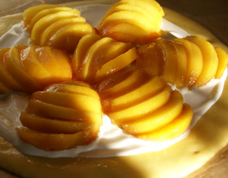 peach brioche tart before baking