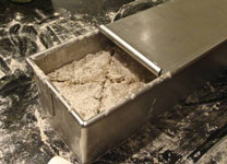 pumpernickel dough in pullman pan