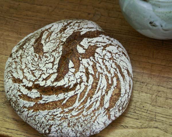 cracked rye-polenta sourdough