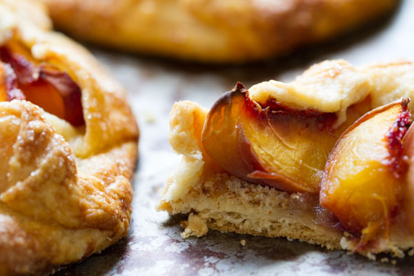 peach galette crust with a breadcrumb layer