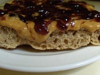 Peanut butter and jelly on whole wheat focaccia