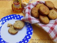 No-Knead Whole Wheat Date & Walnut Mini Buns