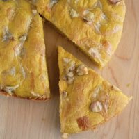 Pumpkin Focaccia with Walnuts & Camembert