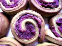 Green Tea Rolls with Purple Sweet Potato Filling