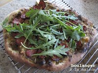 Chorizo pesto pizza with whole-wheat pizza base