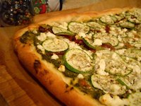 Pesto Pizza with Semolina Crust