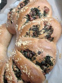 Sourdough Spinach FIlled Whole Wheat Yule Wreath