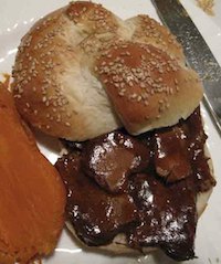 Barbecued Beef Sandwich On Double Knot Roll