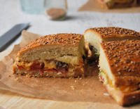 Maxi Sandwich Stuffed With Vegetables And Salami
