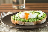 Crostini With Peas, Poached Egg And Parsley Oil