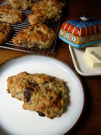 Roasted Pear & Chocolate Chunk Sourdough Scones