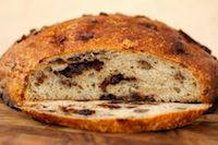 No Knead Chocolate Cherry Pecan Bread