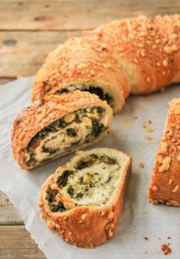 Filled Bread With Spinach And Cheese