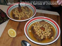 Chickpea Soup with Harissa and Croutons