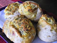 Provolone-Cheddar Stuffed Garlic Herb Loaves