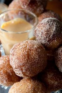 Mini doughnuts with homemade dulce de leche