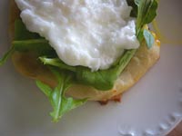 Pizza with Chipotle Pesto, Arugula and Poached Egg